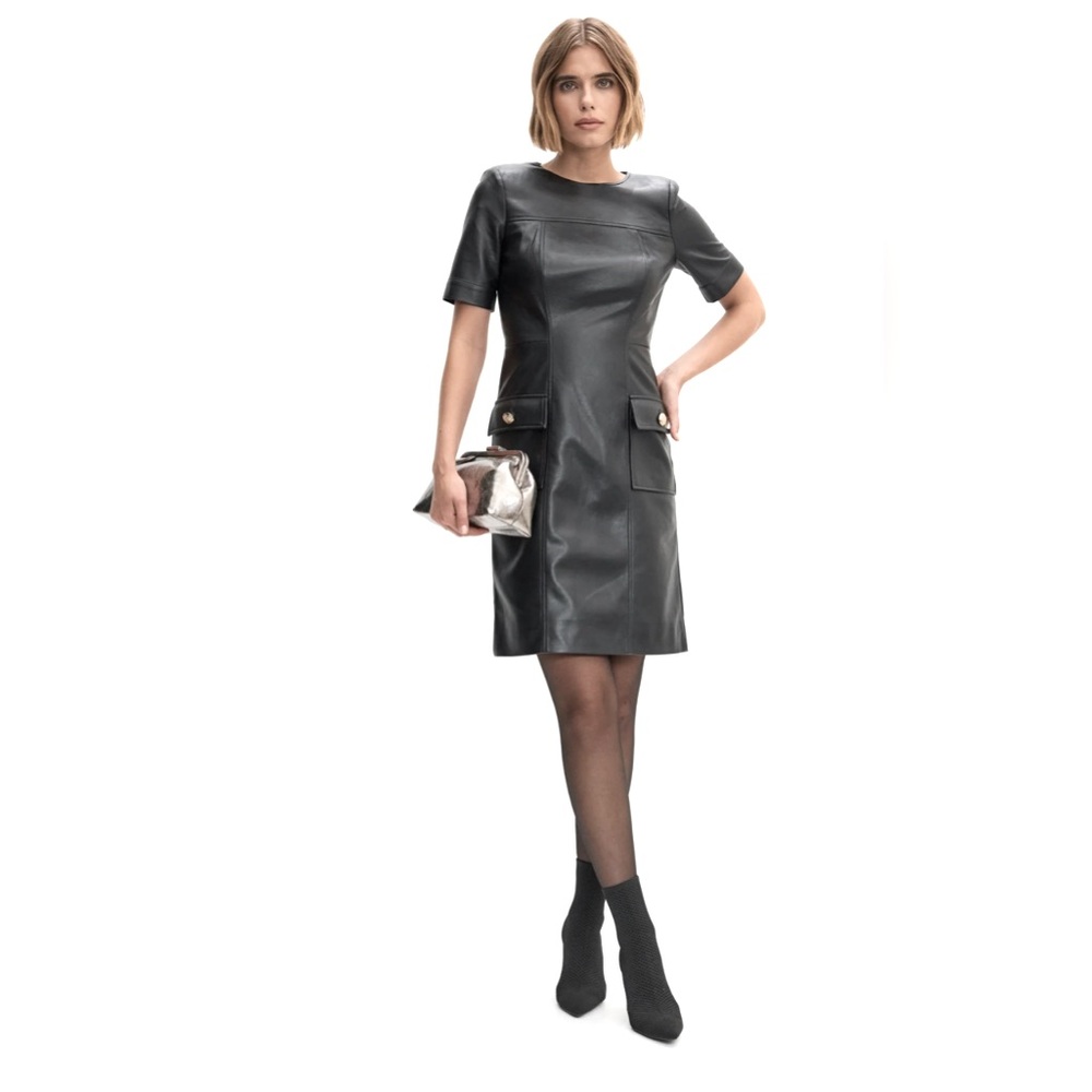 Vegan Leather Crew Neck Dress *new with tags*